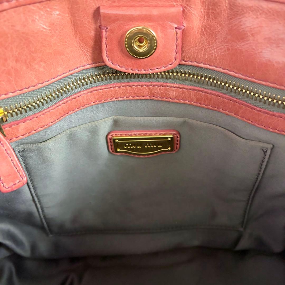 miumiu ミュウミュウ　レザー　2way　ハンドバック ショルダー　ピンク