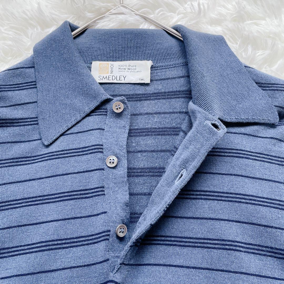 【旧タグ】ジョンスメドレー　ニットポロ　ボーダー　S　JOHN SMEDLEY