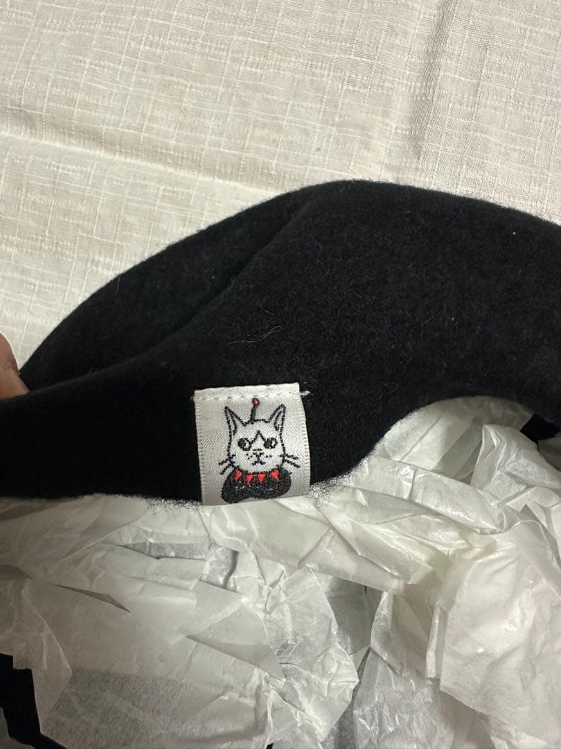 ヒグチユウコ　ボリス雑貨店　ワッペン付き　ベレー帽　黒