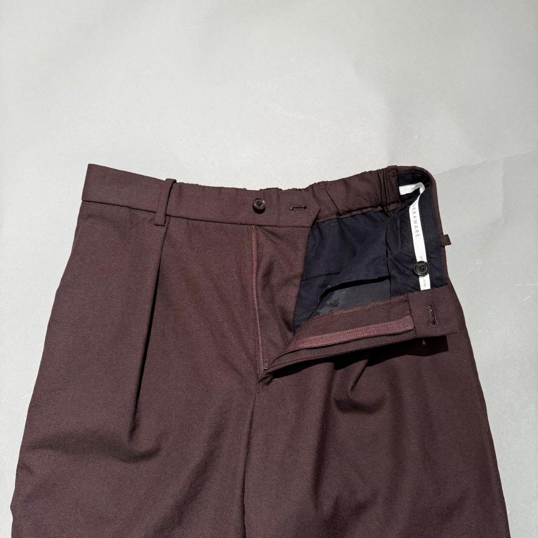 MARKAWARE ペグトップウールスラックス 2 ダークブラウン