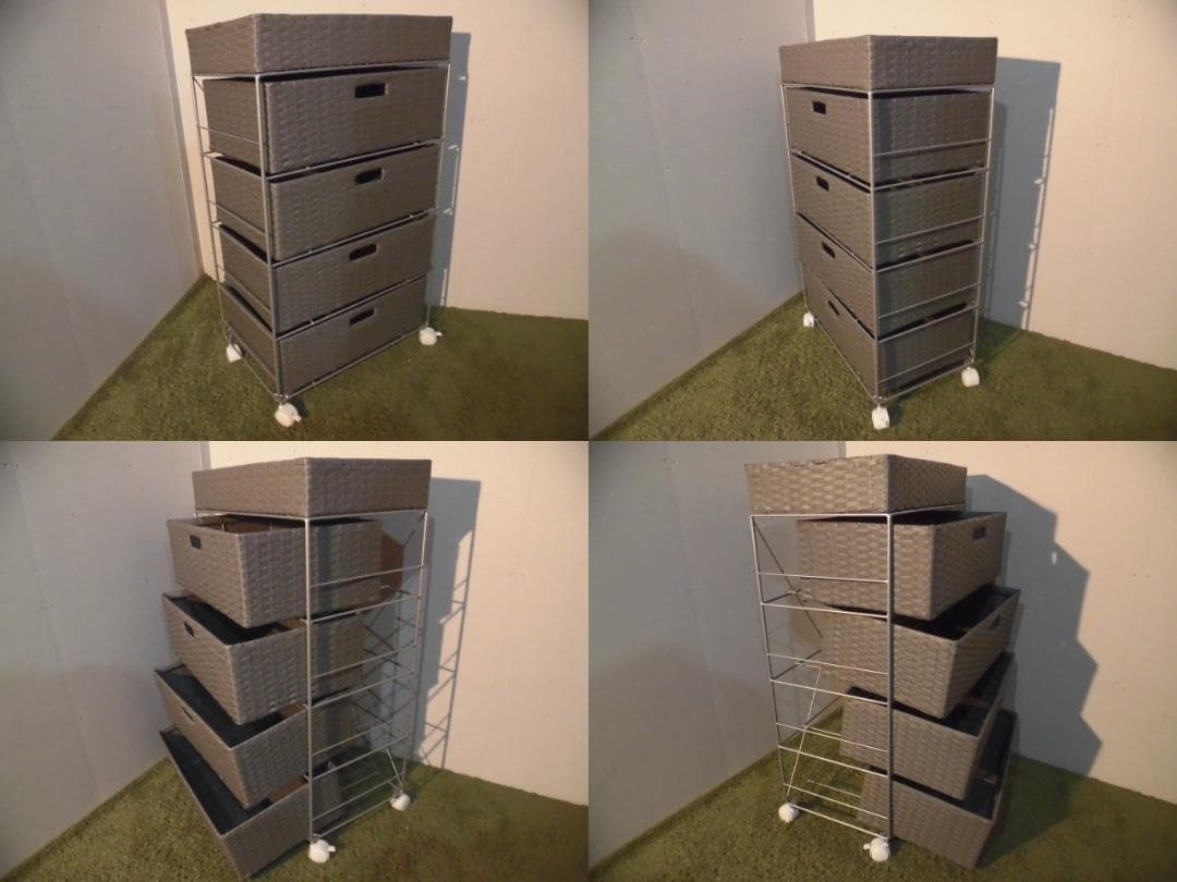 アウトレット【送料無料・新品】ラタン風★サニタリー★ランドリーチェスト【グレー】