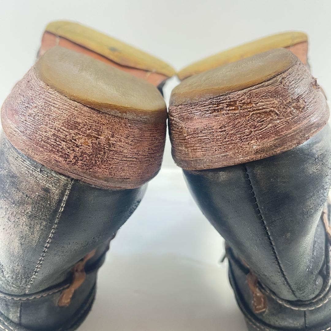 whoop'EE' whoop-de-doo ダメージ加工 黒 レザーブーツ