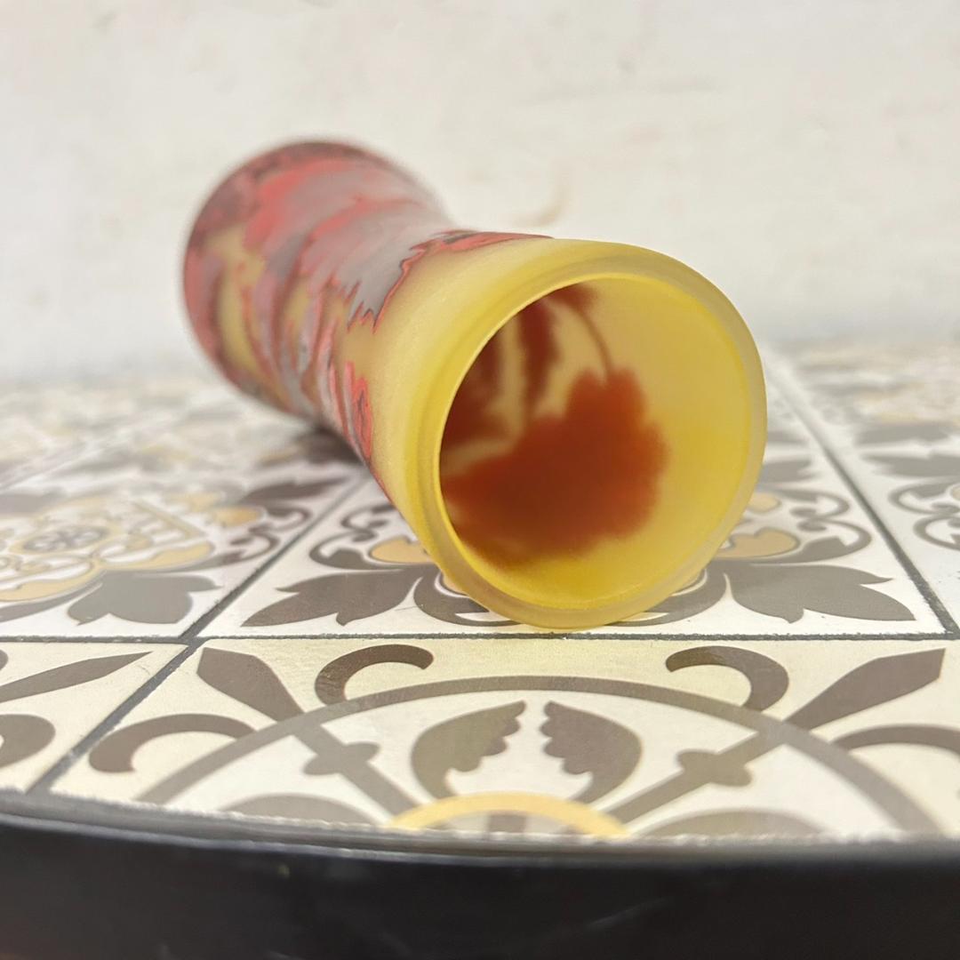 【証明書】　エミールガレ 　花瓶　カメオ彫り　被せガラス　高さ19cm