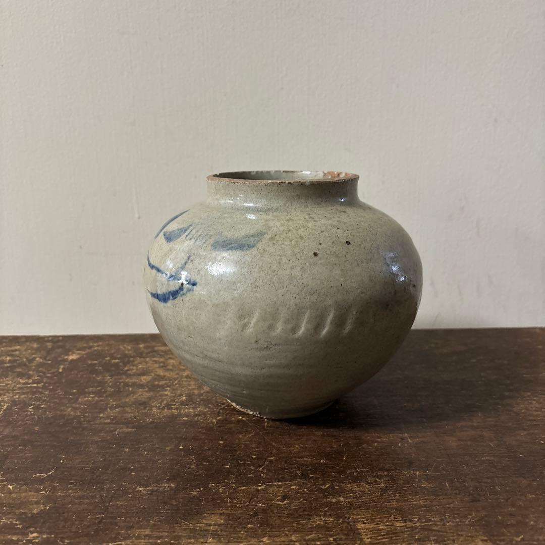 李朝壷　白磁　丸壷　塩笥壺　韓国オンギ.骨董品.スッカラ.アンティーク.立原正秋