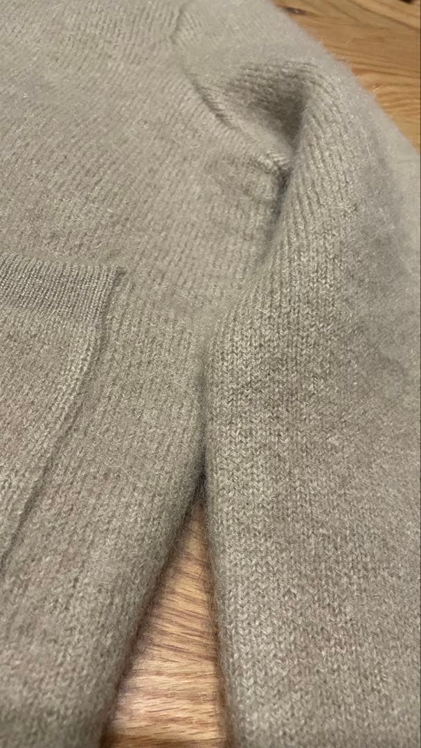 アニュアンス カシミアブレンド ノーカラーニットジャケット ベージュ