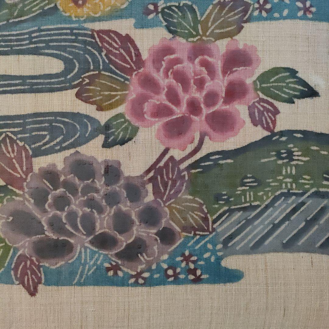 琉球伝統工芸 大判芭蕉布　紅型『恵寿花鳥図』