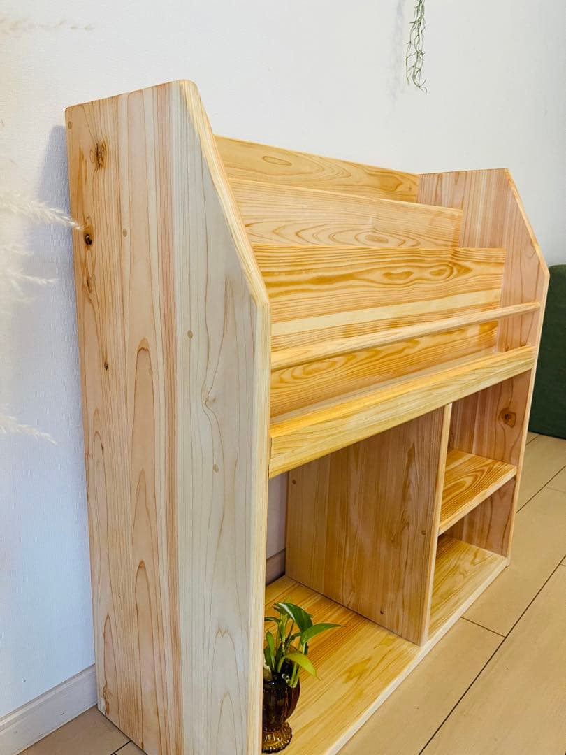 ひのきの絵本棚　ブックシェルフ　本棚　無垢材家具　桧　檜