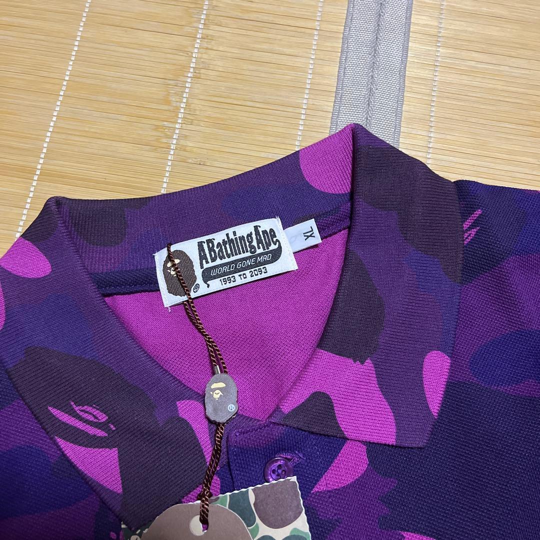 A BATHING APE BAPE PURPLE CAMO ポロシャツ　シャツ