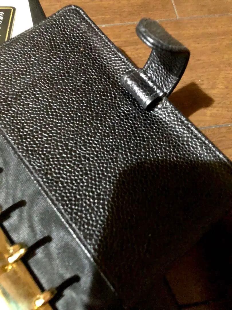 【超美品】CHANELシャネル☆本革キャビアスキン素材手帳カバー(黒)
