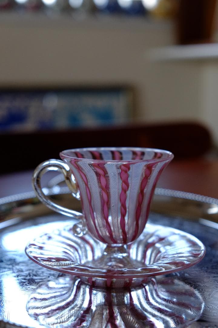 手吹きガラス カップ＆ソーサー レース 舩木倭帆/黒木国昭/藤田喬平/江波冨士子