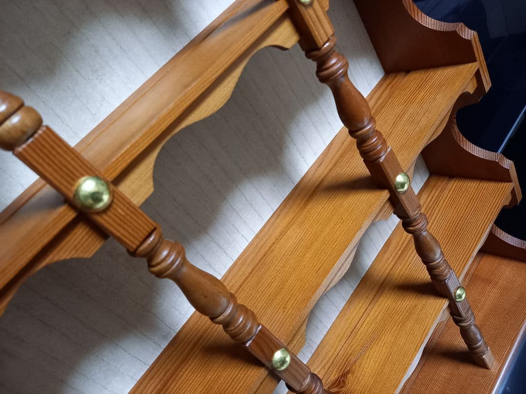 希少　1970's　コロニアル　スピンドル　ウッド　オープン　ウォール　ラック