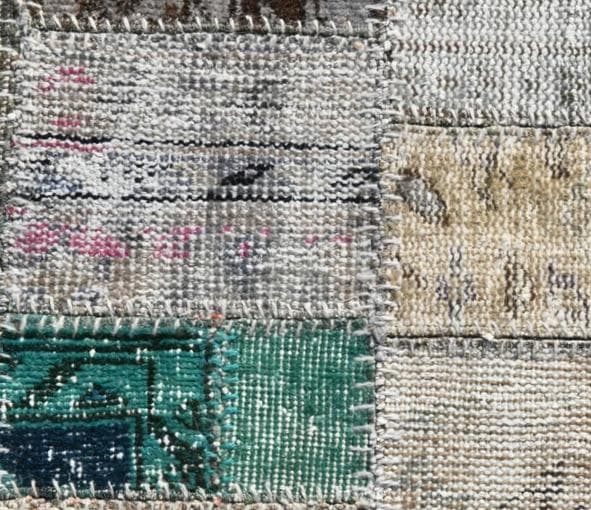 トルコ ヴィンテージラグ A29 高級 レア ターコイズ グレー パッチワーク