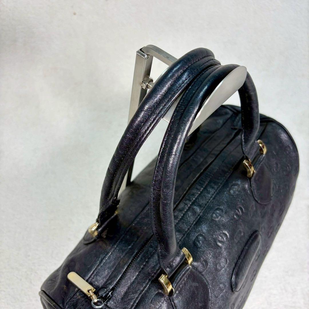 【美品✨】ヴァレンティノ　ミニボストンバッグ　ハンドバッグ　総柄　レザー　黒