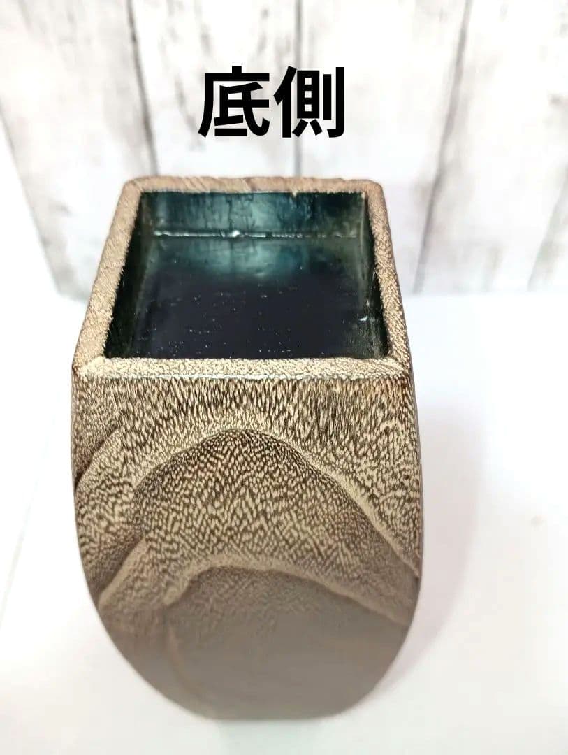 木製花瓶 木目調デザイン 花びん　フラワーベース　ウッド調　一輪挿し　花台付
