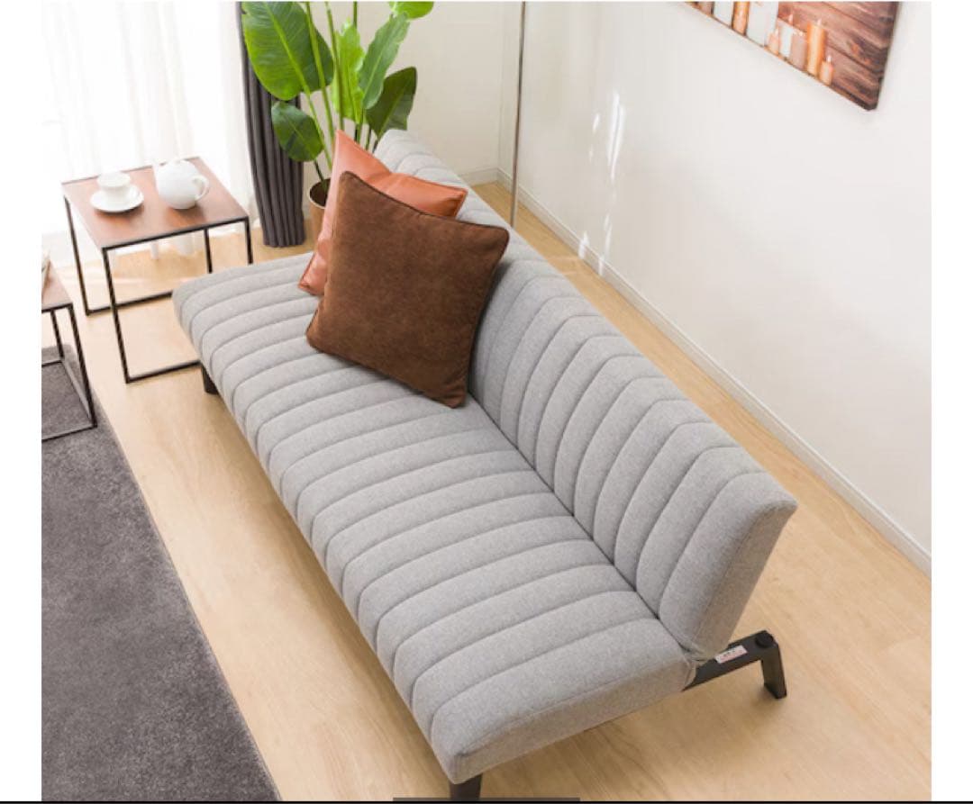 グレー ファブリック ソファベッド