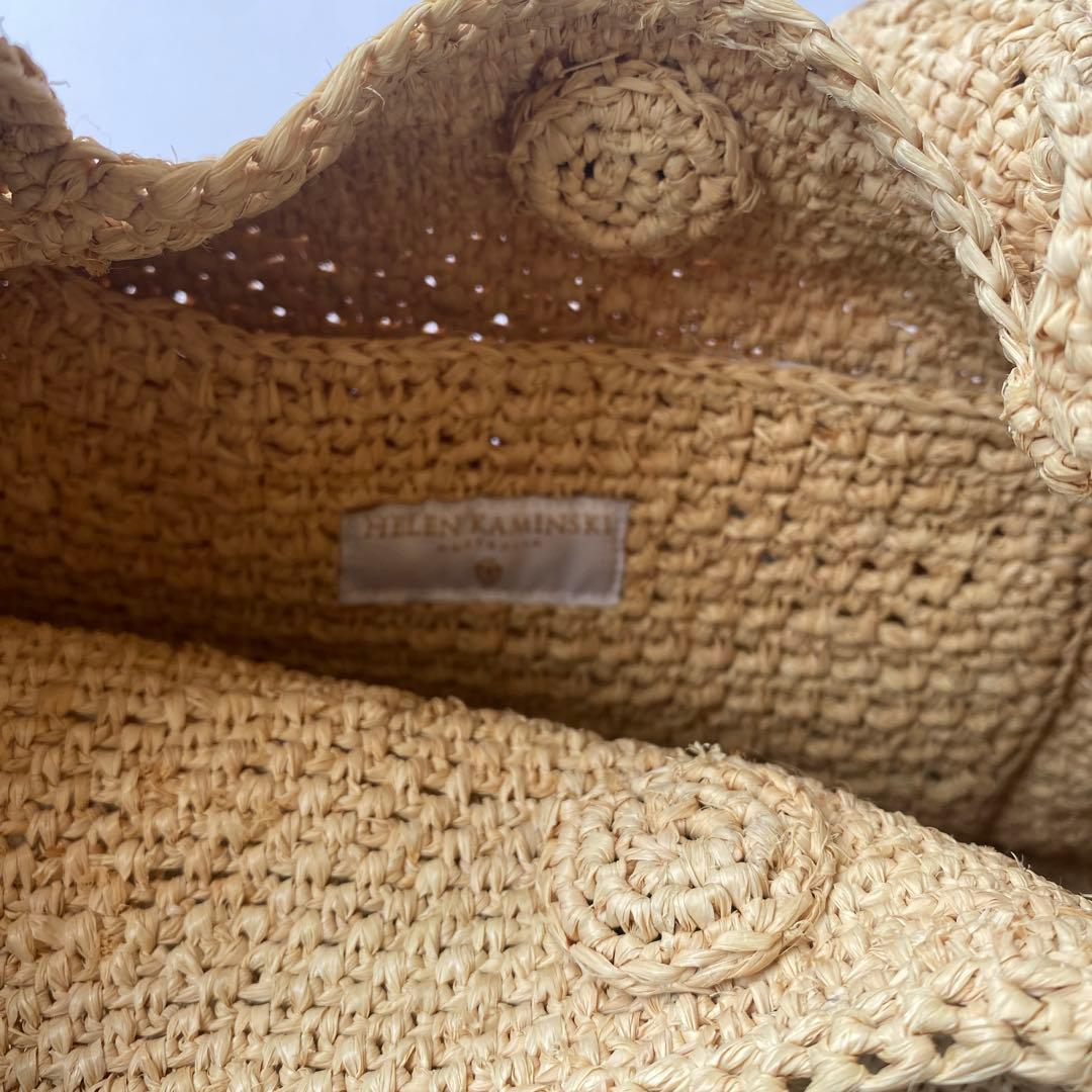 美品 HELEN KAMINSKI トート ショルダー ラフィア レザー 茶