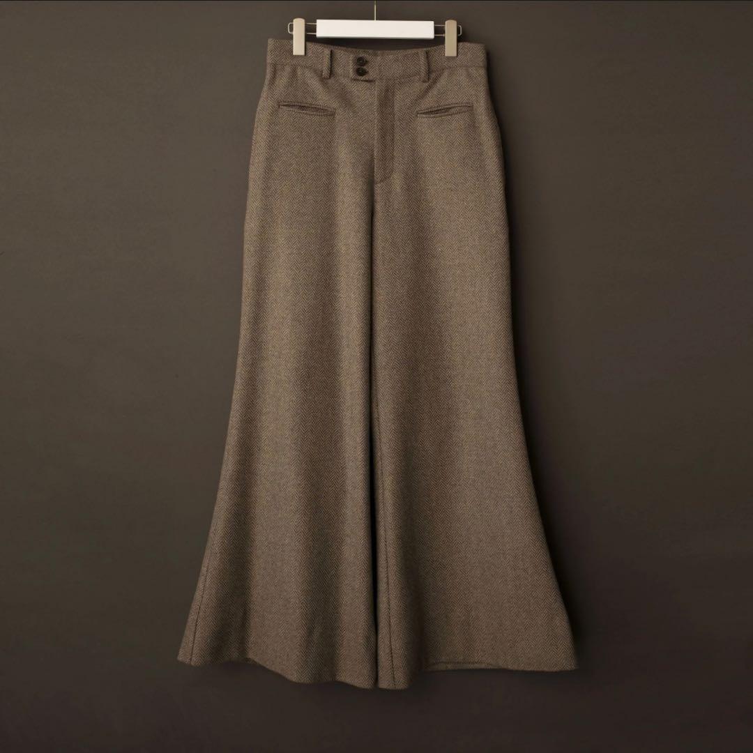 パンツ SHIKITARI wide volume herringbone pants