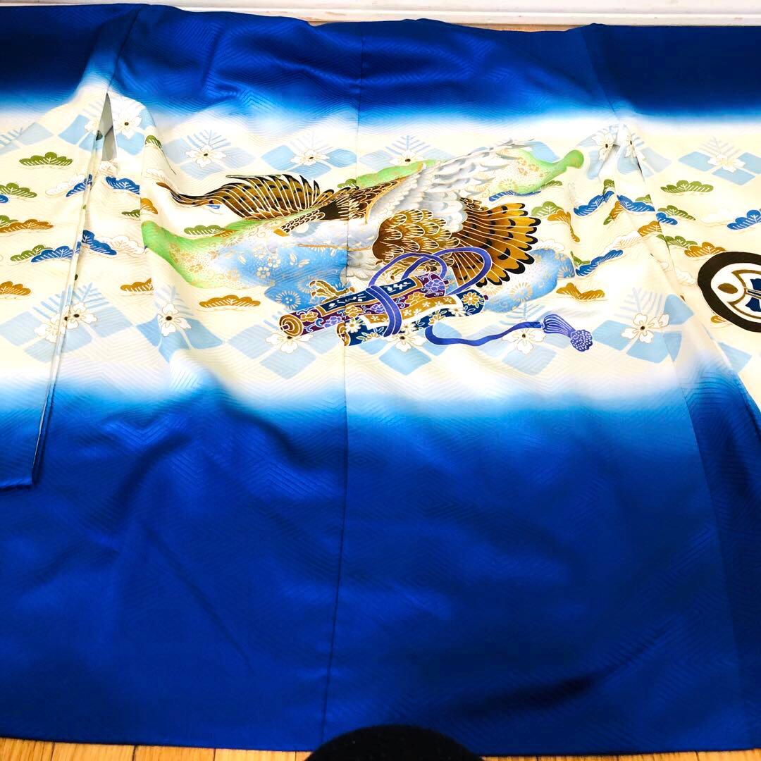 七五三 五歳‼️豪華Blue系鷹巻物金彩煌びやか❤️完全フルセット‼️家から揃える無し