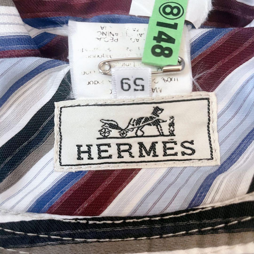 【美品✨クリーニング済】HERMES バケットハット 帽子 ストライプ裏地 清潔