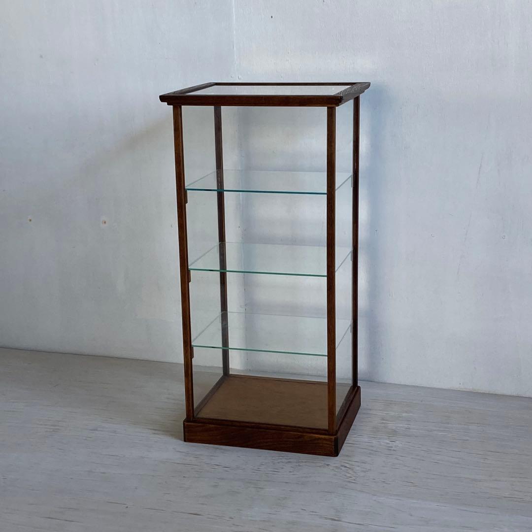 古い木製 ガラスケース 4段 ショーケース 扉なし