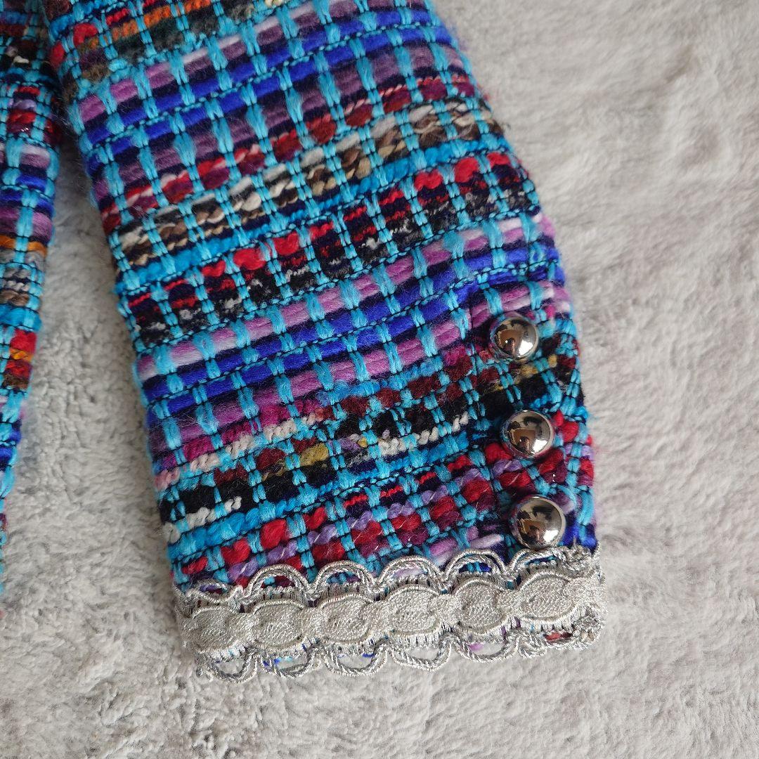 タグ付き 伊太利屋 イタリヤ ポリエステル ツイード ジャケット 13号サイズ