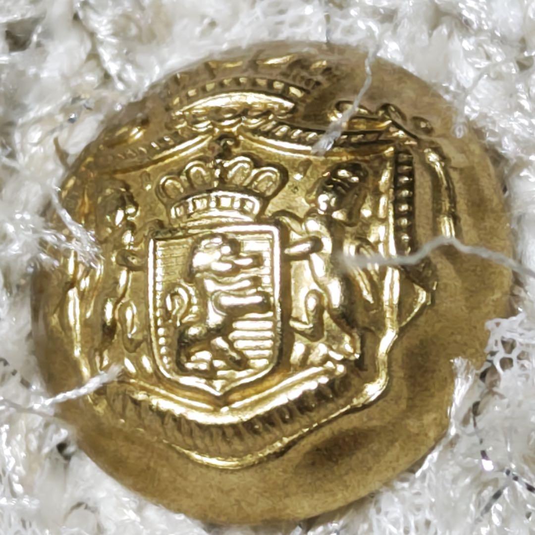 ウィムガゼット　ラメツィードニットジャケット　金ボタン　カーディガン　アイボリー