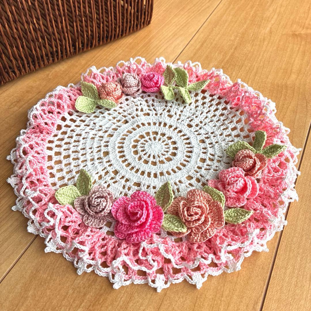 【119】耀綺　ハンドメイドレース編みドイリー　合計5点