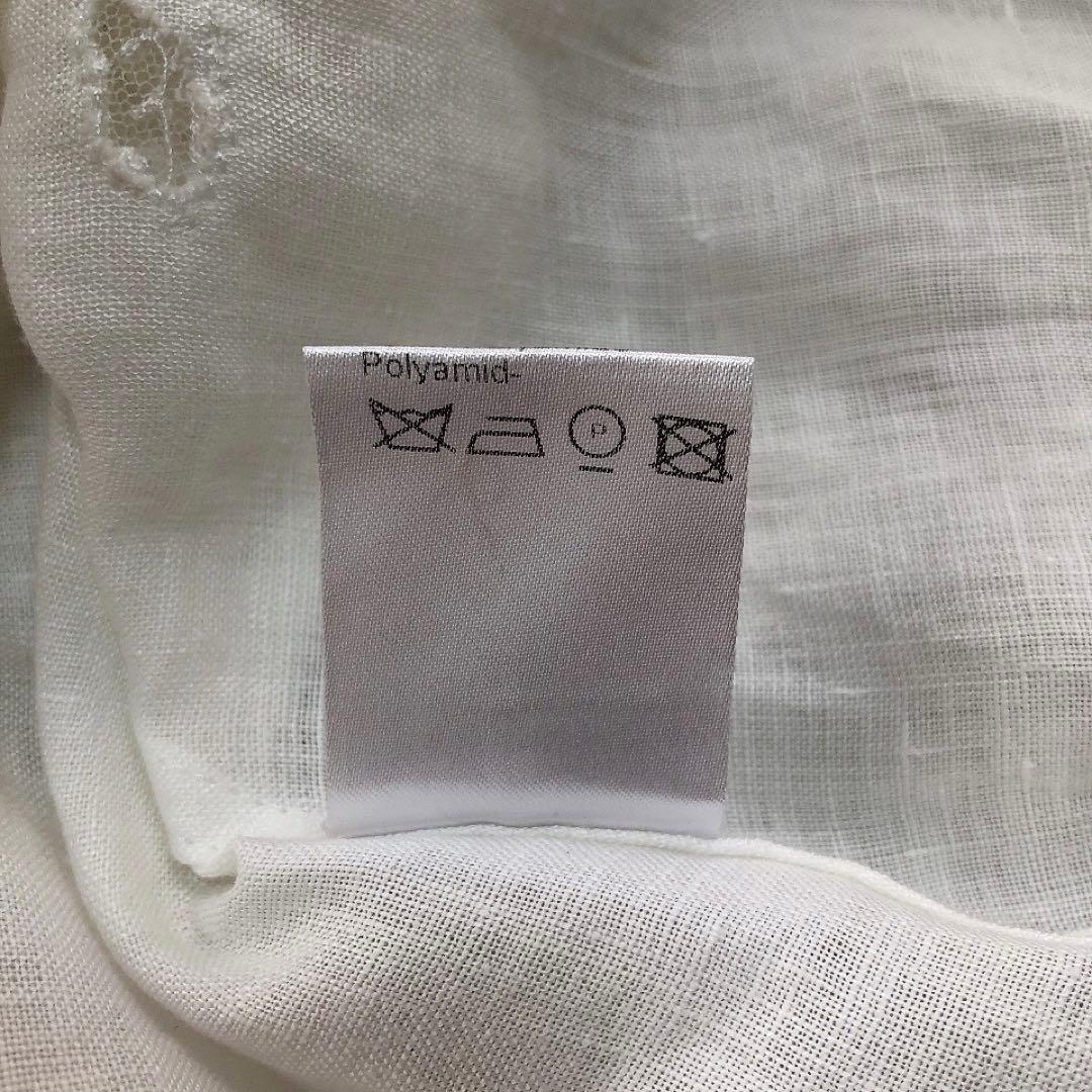 エルマンノシェルビーノ*リネン100%　レースブラウス　フリル　ホワイト 42