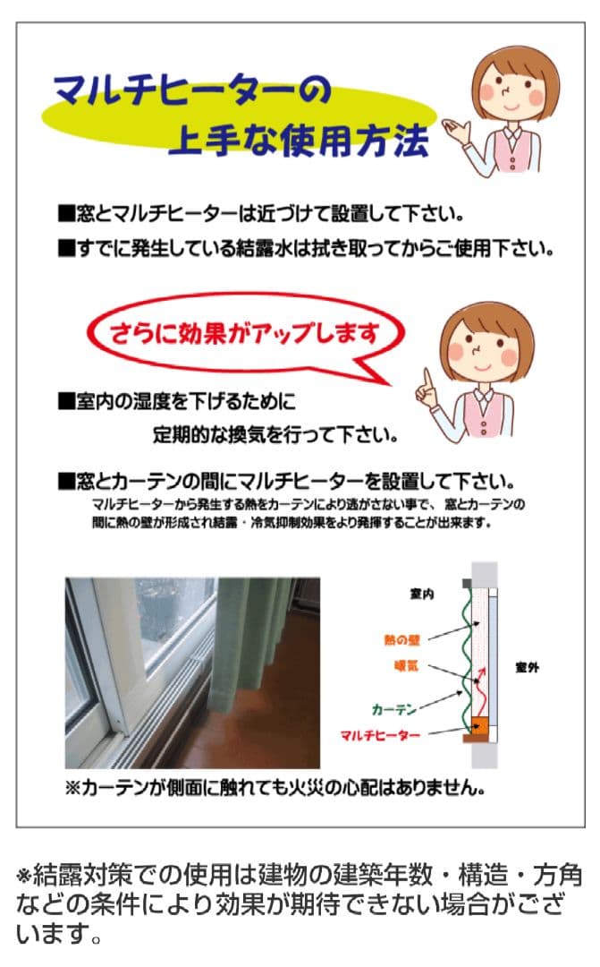 2本　ナカガワ工業 窓下ヒーター ZZ-NM1500 マルチヒーター　説明書付き