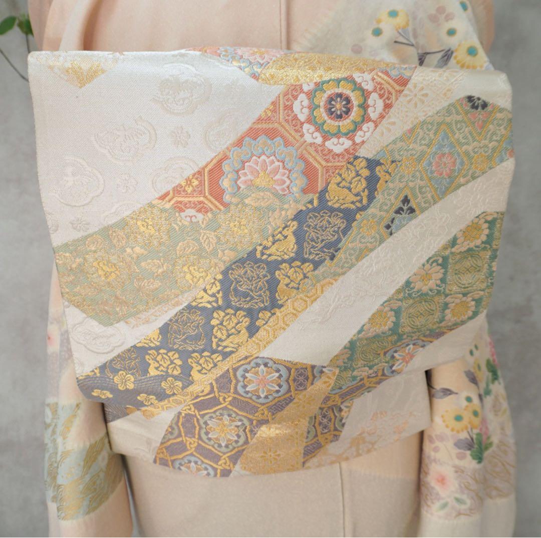 訪問着フルセット　258 正絹　入学式　お宮参り【訪問着、袋帯、帯締め、帯揚げ】