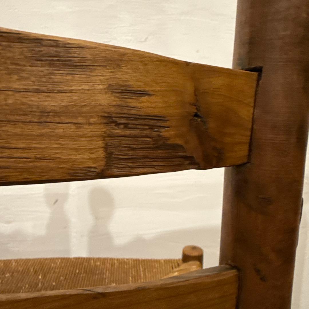 ヴィンテージ　ダイニングチェア　カフェチェア　藁座面　剥離　3