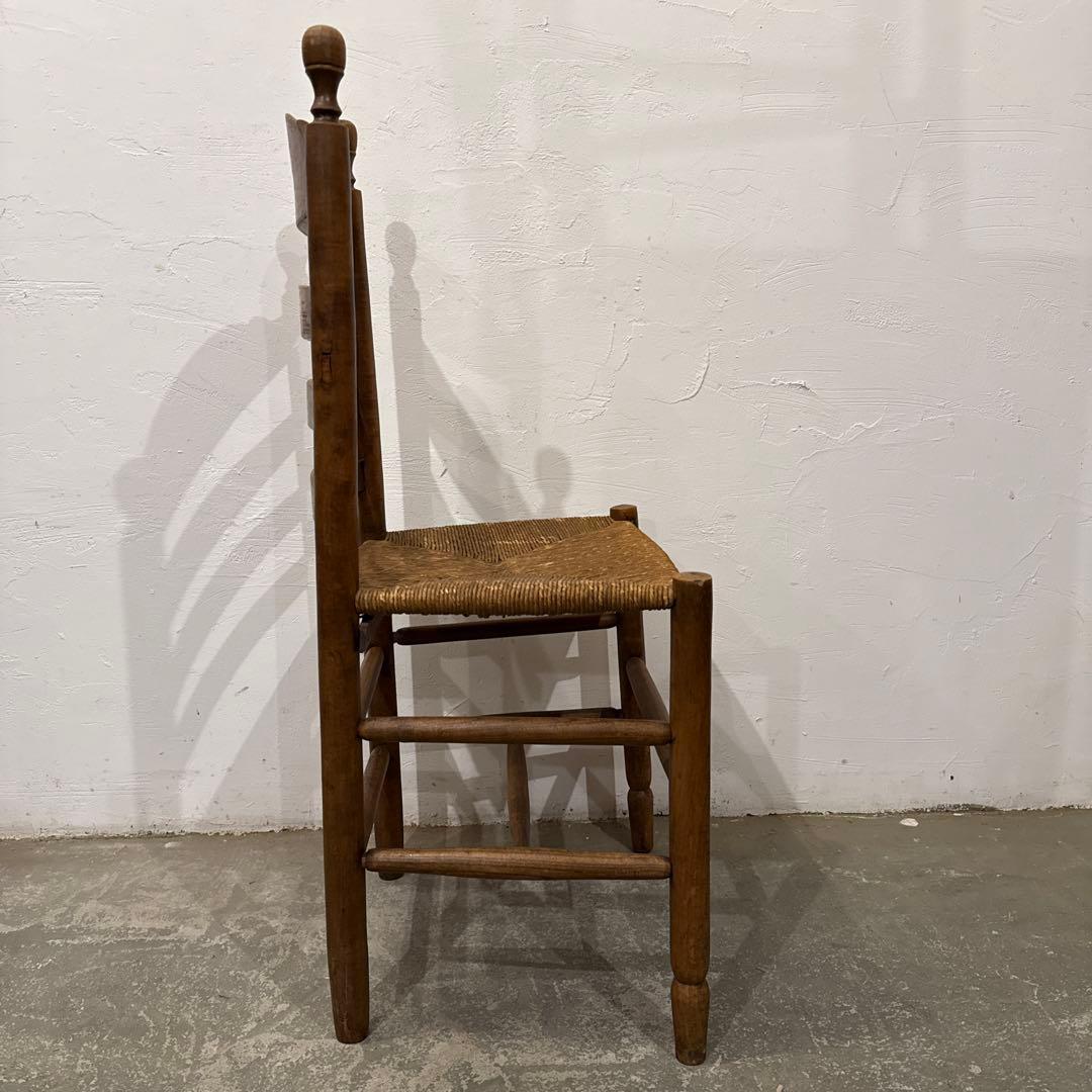 ヴィンテージ　ダイニングチェア　カフェチェア　藁座面　剥離　3