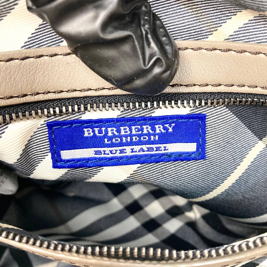 バーバリーブルーレーベル ホーボー ショルダーバッグ グレージュ レザー