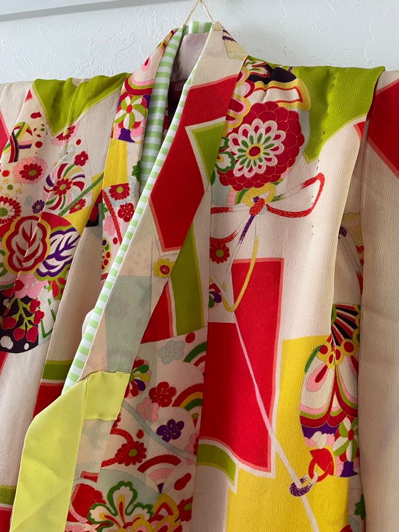 七五三　5歳、6歳　アンティークお着物セット　ハンドメイド　作り帯