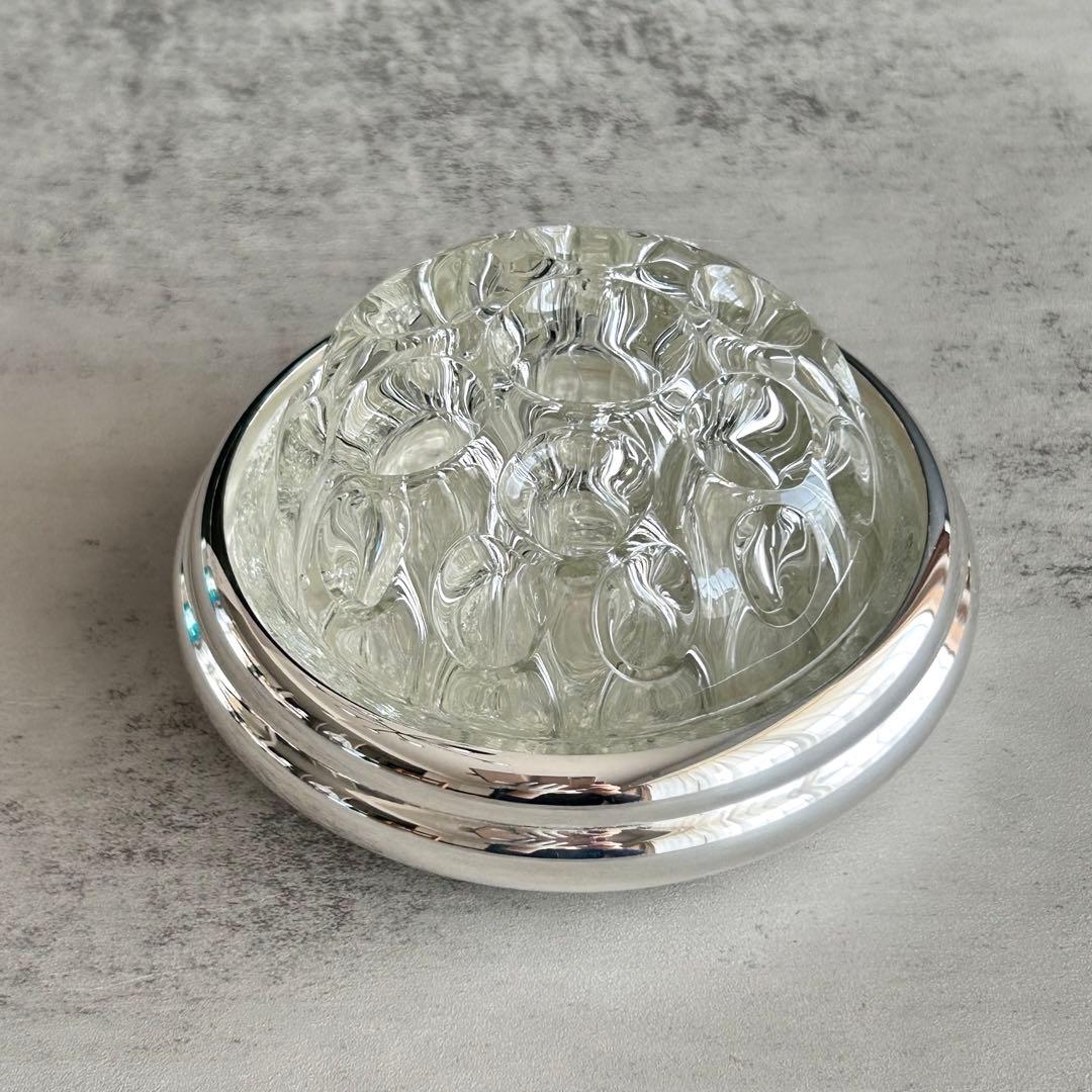 クリストフル＆VMC REIMS  花器　花瓶　フラワーベース　シルバー、ガラス