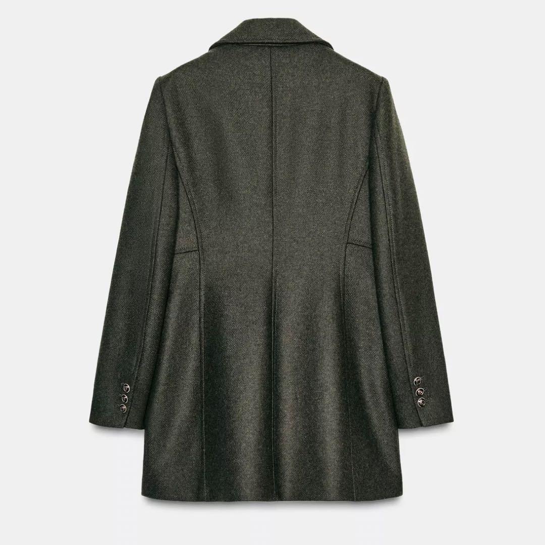ZARA ウールダブルブレストコート 新品 XS カーキ