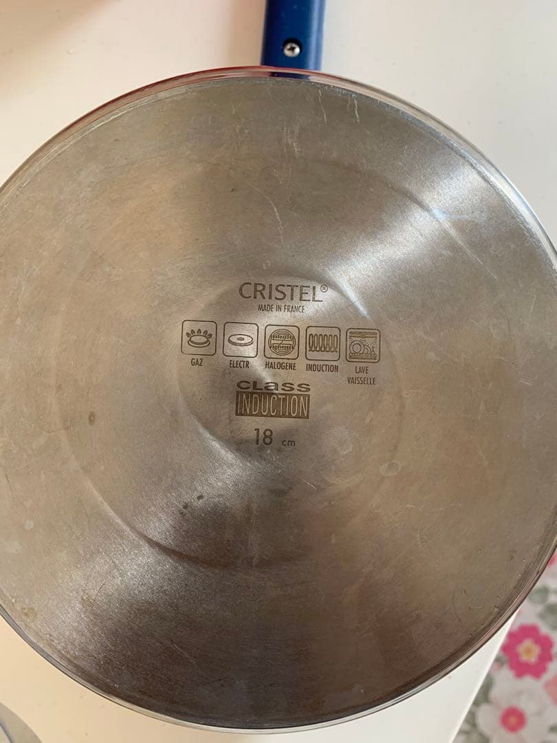 クリステル CRISTEL グラフィット 浅型鍋 両手鍋 青いハンドル