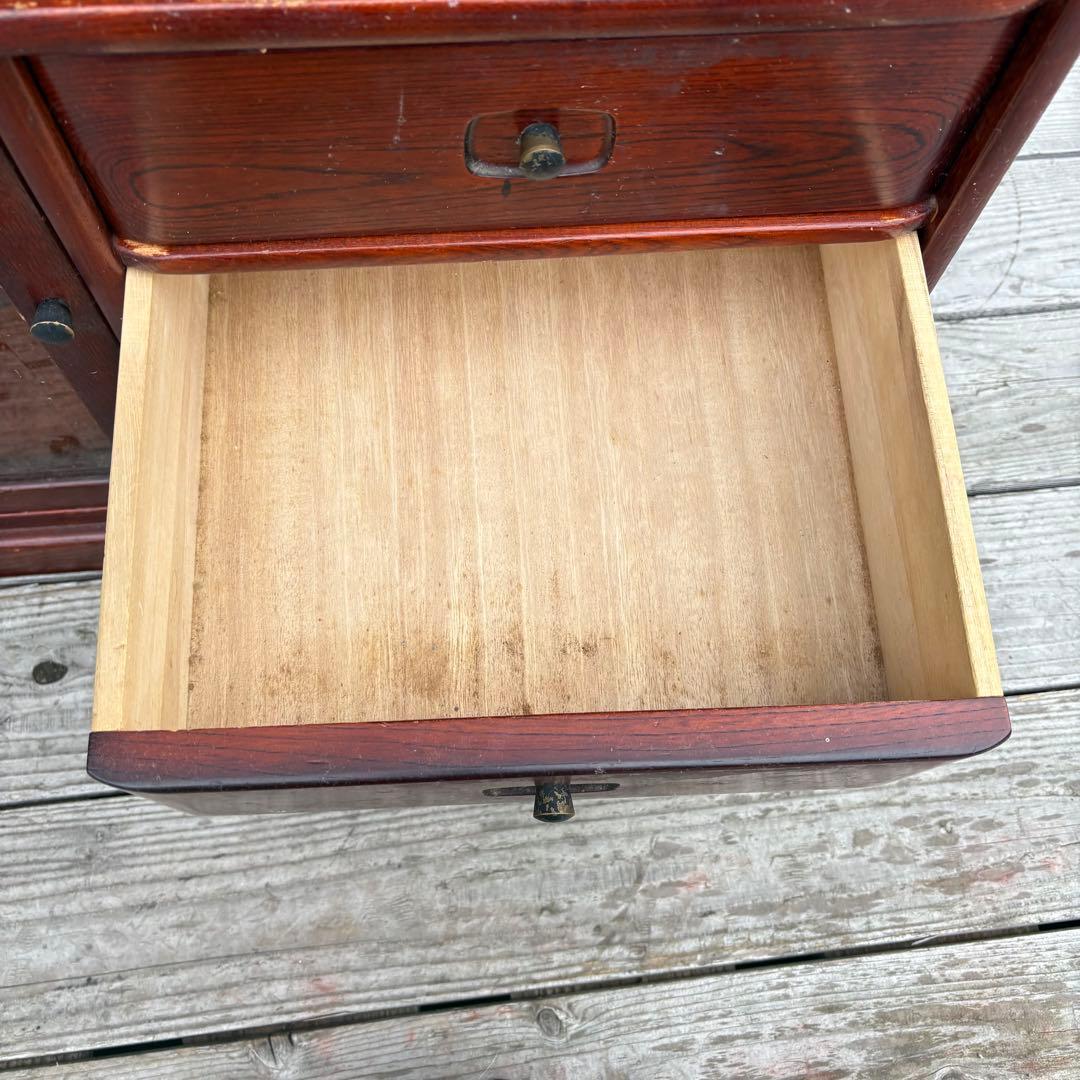 昭和レトロ カリモク 木製 階段型茶棚 サイドボード 飾り棚 コールキャビネット