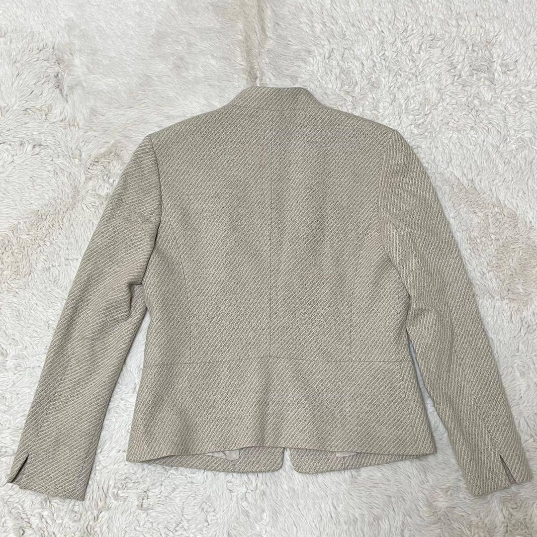 新品　タグ付き　23区　ノーカラー テーラードジャケット　ウール　アイボリー　L