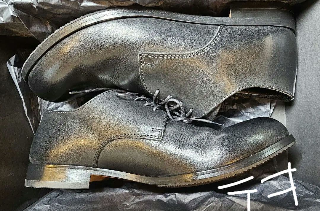 美品 パドローネ ダービー プレーントゥーシューズ 黒 27cm 日本製