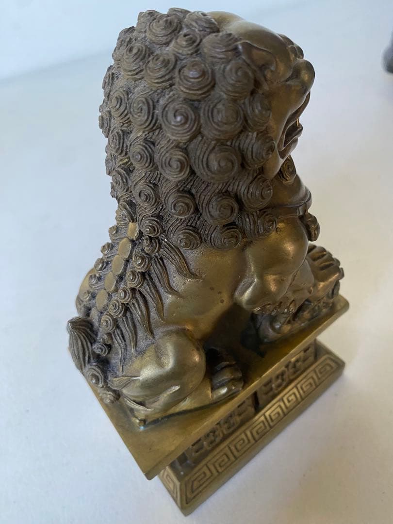 獅子　置物　銅製　風水　魔除け　金運　財運　シーサー　狛犬