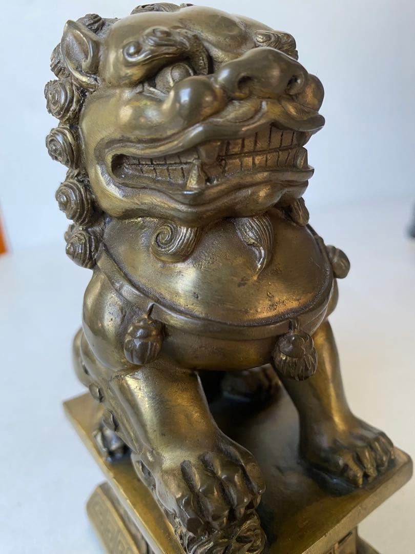 獅子　置物　銅製　風水　魔除け　金運　財運　シーサー　狛犬