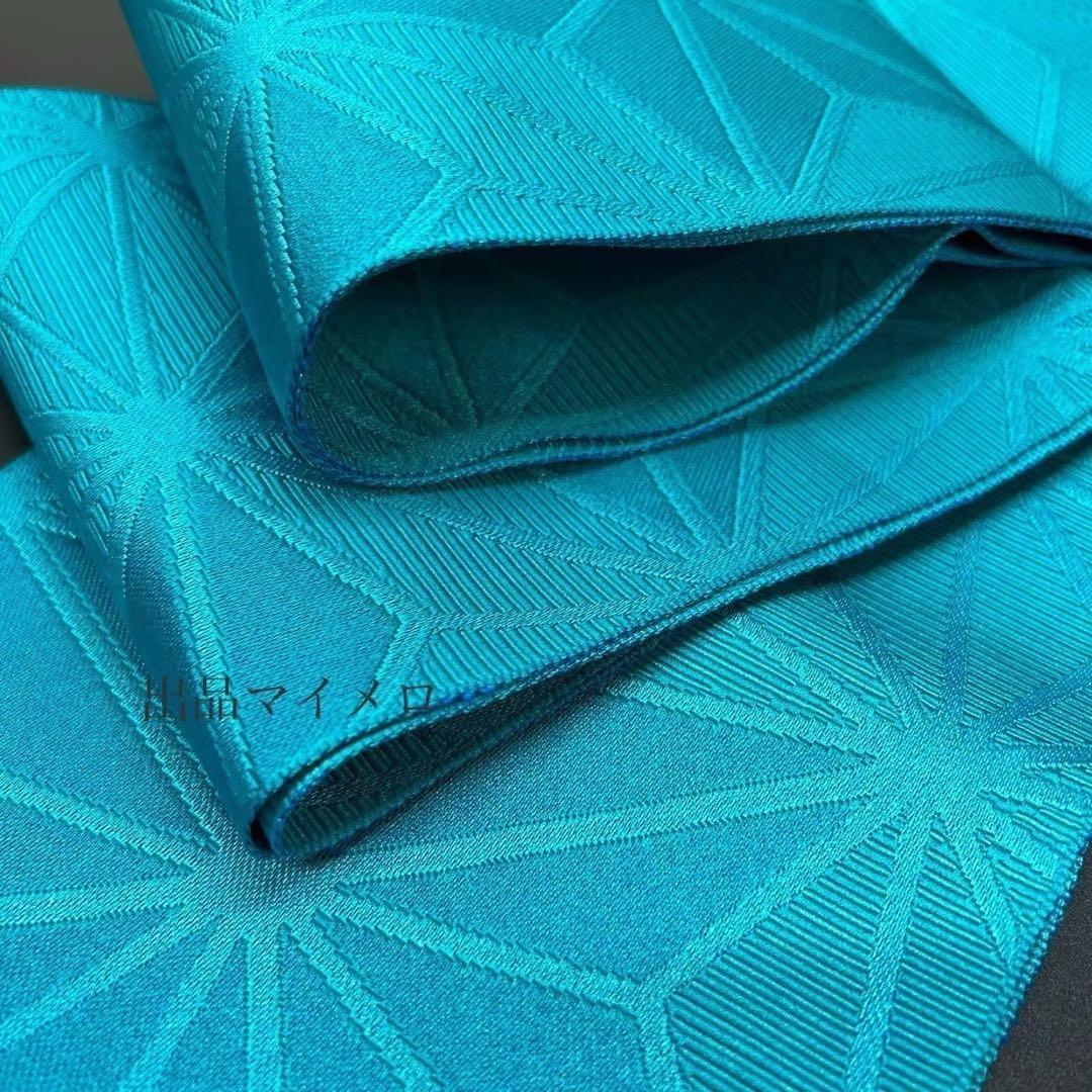 古典しじら織　浴衣　綿 粋な夏着物 縞柄　半幅帯　麻の葉　2点 0725③