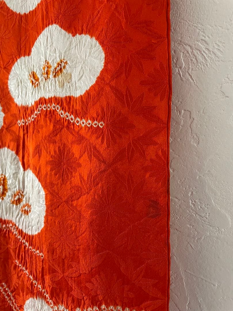 七五三　3歳　正絹総絞りのお着物セット　オレンジちりめん被布