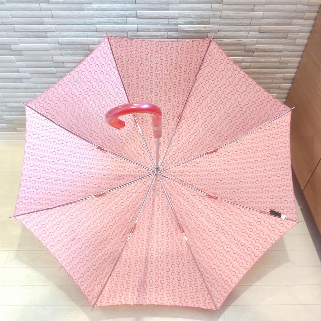 美品　CELINE セリーヌ　トリオンフ　マカダム総柄　晴雨兼用長傘　ピンク