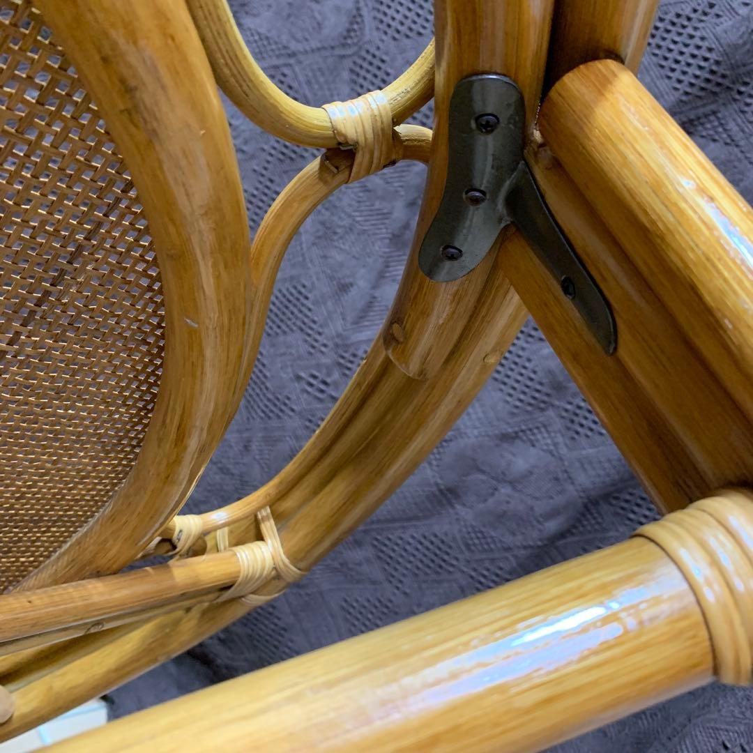 【美品】ラタン 籐 ガラステーブル アジアン 籐 円卓 ヴィンテージ レトロ