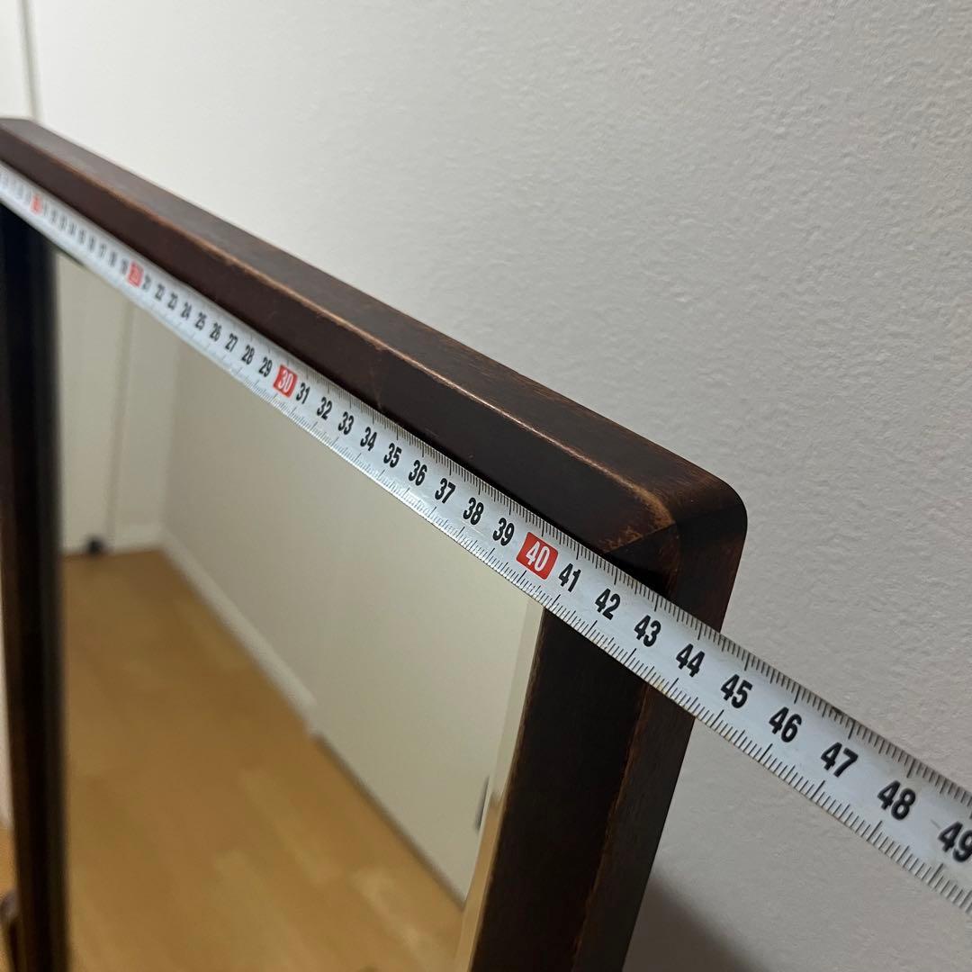 北海道民芸家具 スタンドミラー 姿見 全身鏡 鏡台 木製 アンティーク調