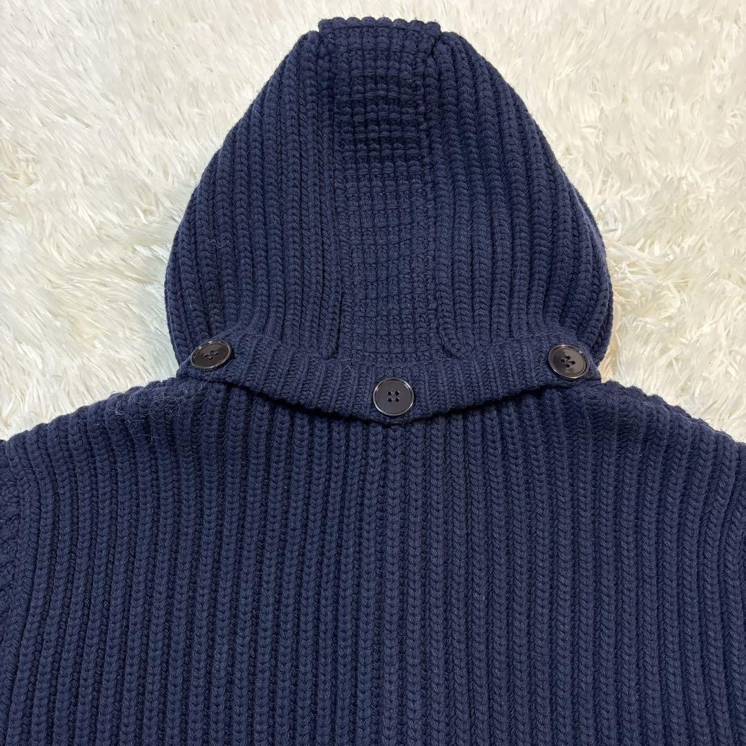 美品✨エンポリオアルマーニ ニット ダッフルコート XL相当 厚手 ネイビー