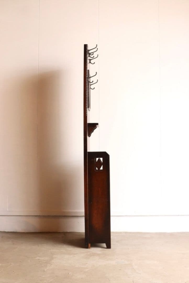 大正ロマン 洋館で使われていたアンティークコートスタンド 希少なコンパクトサイズ