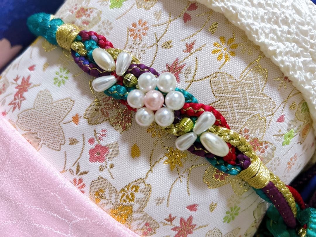 豪華逸品友禅染♡七五三　7歳　女の子　フルセット　一式　紫系　パール付帯締め